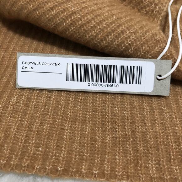 Everlane Women's‎ Tank Top Size Medium Tan Cropped Stretch Ribbed Cozy Pullover - Picture 8 of 13
